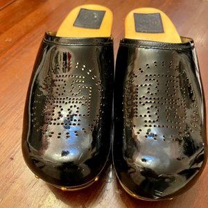 Black Patent Leather Tory Burch Clogs